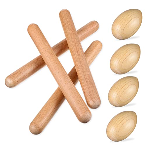ERINGOGO Teiliges Holz Musikinstrumenten Set für Sand Ei und Rhythmus Sticks Sicher Pädagogisch Fördert Rhythmusgefühl und Hand Auge Koordination als für Jungen und Mädchen von ERINGOGO
