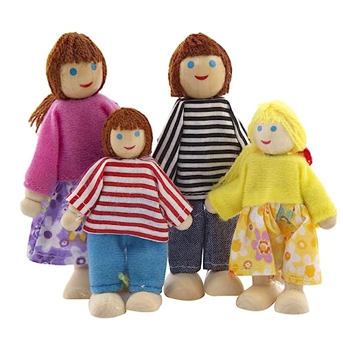 ERINGOGO Teiliges Holzpuppenfamilien Set Für Rollenspiele Puppenfiguren Für Ideales Für Mini Häuser Und Kreative Spielwelten von ERINGOGO