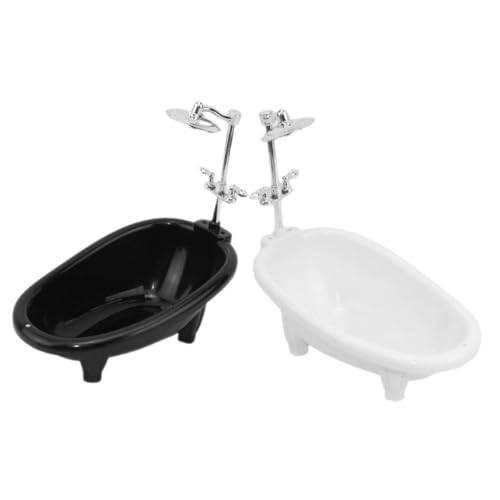 ERINGOGO Teiliges Miniatur Badewannen Set Für Puppenhäuser Badezimmer Zubehör Weiße Und Schwarze Mini Badewannen Für Babypuppen Ideales Zur Heimdekoration Puppen von ERINGOGO