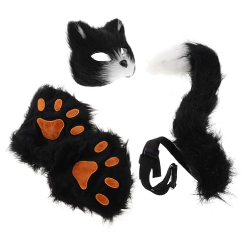 ERINGOGO Faux Wolf Cosplay Kostüm Mit Halbmasken Und Handschuhen Für Halloween-feiern Für Mädchen Und Frauen Mit Verstellbarem Design Und Realistischen Details von ERINGOGO