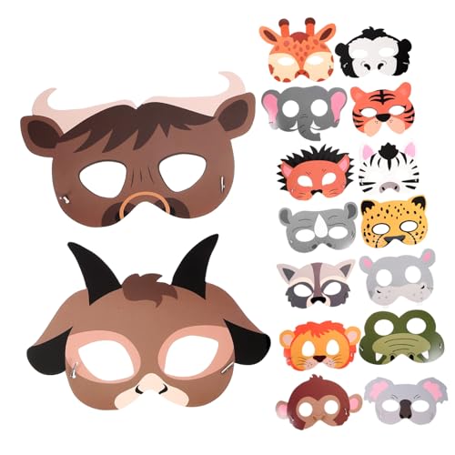 ERINGOGO 16stücke Tiermasken Aus Papier Für Halbmaske Für Halloween Geburtstag Und Kostümpartys Wiederverwendbare Deko Für Vorschule Und Tier-themenfeiern von ERINGOGO