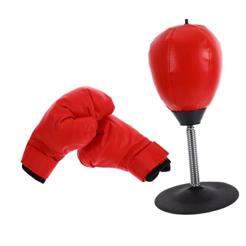ERINGOGO Tischsport Boxball Boxreflexbeutel Für Heimbüro Profi Boxball Mit Kinderhandschuhen Roter Tischboxball Für Fitness Und Reaktionstraining von ERINGOGO