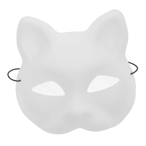 ERINGOGO Unbemalte Katzenmaske aus Kunststoff zum Bemalen DIY Blank Maske für Cosplay Halloween und Karneval Weiße Katzen Gesichtsmaske für Kostümpartys und Kreative Gestaltung von ERINGOGO