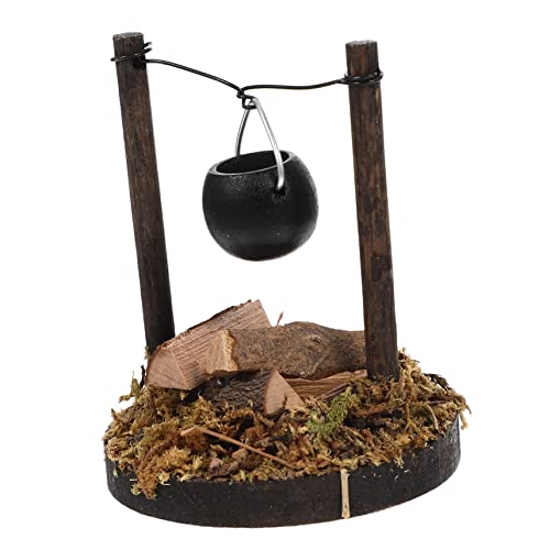 ERINGOGO Verschleißfestes Miniaturmodell Miniatur-hängeofen Interessante Mini-hausdekoration Salon Mini-herdfiguren Gefälscht Ding Mini-vers Machen Sie Es Mini-Essen -babybett Holz von ERINGOGO