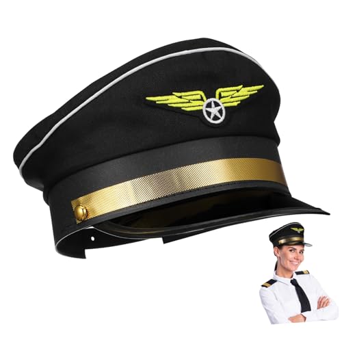ERINGOGO Verstellbare Pilotenmütze für Herren Cosplay Kostümhut Halloween Party Zubehör Leicht und Bequem für Karneval Bühnenauftritte ERINGOGO Verstellbare Pilotenmütze für Herren Cosplay Kostümhut Halloween Party Zubehör Leicht und Bequem für Karneval Bühnenauftritte von ERINGOGO