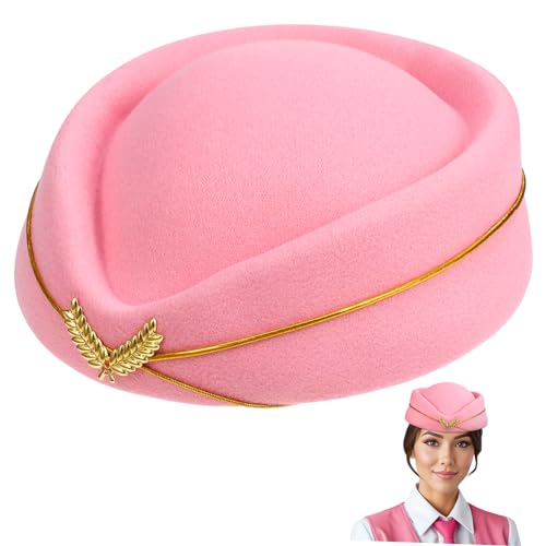 ERINGOGO Vintage Flugbegleitermütze Für Damen Filz Hut Für Cosplay Bühnenaufführungen Stilvolles Kostümzubehör ERINGOGO Vintage Flugbegleitermütze Für Damen Filz Hut Für Cosplay Bühnenaufführungen Stilvolles Kostümzubehör von ERINGOGO