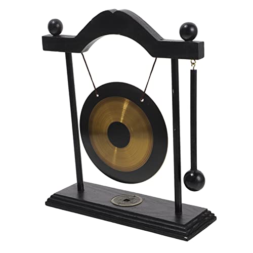 ERINGOGO Vintage Messing Gong mit Holzständer Chinesisches Feng Shui Desktop Ornament Stabiles Tischgong Deko für Wohnzimmer und Büro Kulturelle Wohnaccessoires Geschenkidee von ERINGOGO