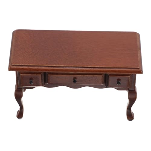 ERINGOGO Vintage Tisch für Puppenhaus Kastanienfarbener Mini Esstisch für DIY Dekoration und Sammlungen von ERINGOGO