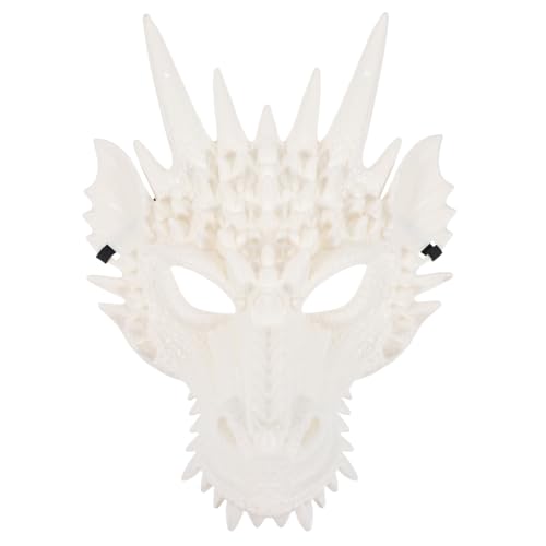 ERINGOGO Vivid Vollgesichts Drachenmaske Weiß für Halloween Cosplay Kostüm Party Tiergesicht mit Stabilem Design und Unisex Passform für Karneval und Themenfeier von ERINGOGO