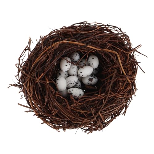 ERINGOGO Mini-vogelnest Aus Kunstleder Mit Künstlichen Eiern Simulationsnest Aus Ästen Und Rattan Künstliche Mini-Ostereier Für Garten Und Dekoration ERINGOGO Mini-vogelnest Aus Kunstleder Mit Künstlichen Eiern Simulationsnest Aus Ästen Und Rattan Künstliche Mini-Ostereier Für Garten Und Dekoration von ERINGOGO