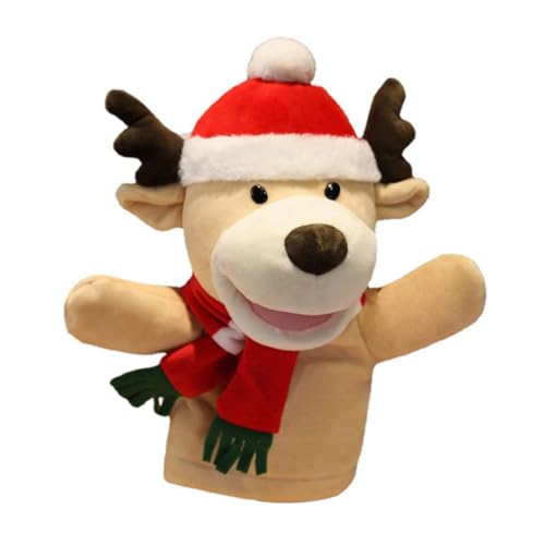 ERINGOGO Weihnachtliche Mini Handpuppe Rentier aus Weichem Plüsch für Lustiges Finger für Interaktives Erzählen und Kreatives Rollenspiel Weihnachtsaktivitätsspielzeug von ERINGOGO