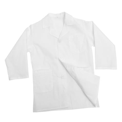 ERINGOGO Weißer Waschbar Dekorativer Wissenschaftler kostüm für Jungen und Mädchen Langärmliger Bequemer Arztkittel für Schule Party und Rollenspiele von ERINGOGO