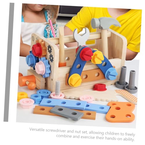 ERINGOGO Werkzeugkoffer Holzspielzeug Set Tragbar DIY Schraubenzieher Lernspielzeug Fördert Feinmotorik Kreatives für Kleinkinder und Vorschulkinder von ERINGOGO