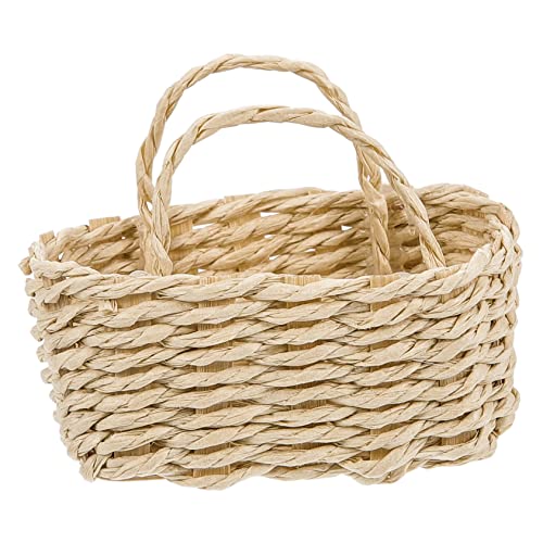 ERINGOGO puppenhaus einkaufskorb Weiden Gewebte Lagerung Körbe Mini-Blumenkorb geflochtener Miniaturkorb 1 Puppenhauszubehör im Maßstab 12 Kleiner Korb Minikorb mit Griff Rattan von ERINGOGO