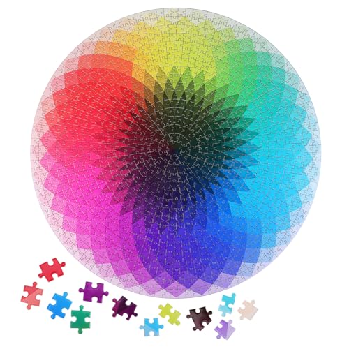 ERINGOGO 1000pc Erwachsene Regenbogen Jigsaw Puzzle Kreis Puzzle Gradienten Ändern von ERINGOGO