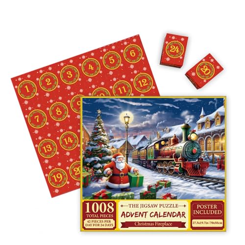 Adventskalender 2023 Puzzle, weihnachtskalender 24 Boxen -1008 Teile, Countdown bis Weihnachten, Erwachsene und Kinder (02) von ERKIES