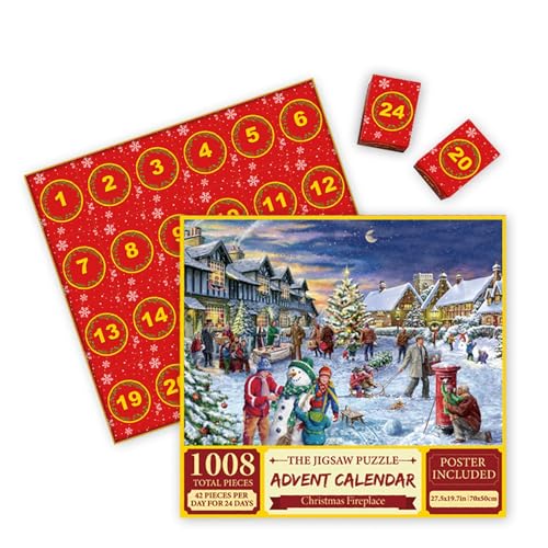 Adventskalender 2023 Puzzle, weihnachtskalender 24 Boxen -1008 Teile, Countdown bis Weihnachten, Erwachsene und Kinder (04) von ERKIES