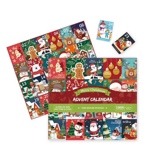 Adventskalender 2023 Puzzle, weihnachtskalender 24 Boxen -1008 Teile, Countdown bis Weihnachten, Erwachsene und Kinder (05) von ERKIES