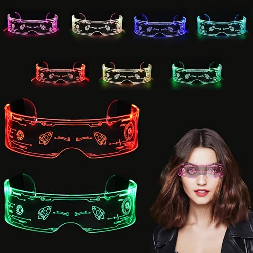 ERNZI 2 Stücke LED Partybrille - Futuristisches Design, Neon-Lichteffekte, ideal für Konzerte, Bars und DJ-Nächte! für Party Feier Disco DJ Karneval Cosplay Halloween von ERNZI