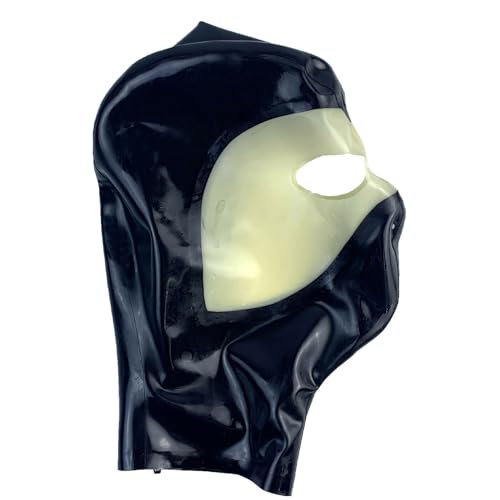 ERNZI Latex Haube Deadpool Maske Holiday Hoods Halloween Party Maske Herbst Gesicht Offene Nase Mund Mit Großen Augen Transparente Latex Maske,Schwarz,L von ERNZI