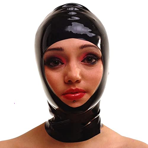ERNZI Latex Haube Mit Zurück Zipper Gummi Maske Für Schöne Mädchen Club Party Tragen Kostüm Halloween Kostüme Für Frauen,Schwarz,S von ERNZI