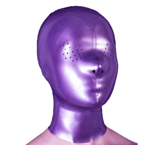 ERNZI Latex Haube Offenes Netzloch Gummimaske Kostüm Club Wear Cosplay,Lila,M von ERNZI