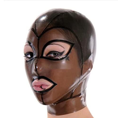 ERNZI Mens Womens Latex Haube Maske Cosplay Outfit Glänzend Gummi Offene Augen Mund Kopfbedeckung Vollgesicht Maske Haube Für Paar Spiele Nachtclub,Schwarz,M von ERNZI