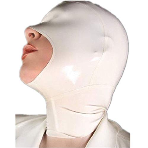 ERNZI Mens Womens Latex Haube Maske Cosplay Outfit Glänzend Gummi Offene Augen Mund Kopfbedeckung Vollgesicht Maske Haube Für Paar Spiele Nachtclub,Weiß,L von ERNZI