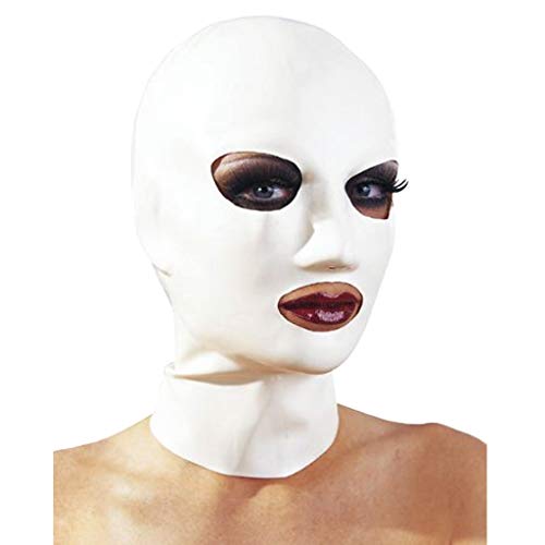 ERNZI Realistische Schwarze Latex Gummi Unisex Maske Haube Gummi 0.4Mm Für Party Körper Anzüge,Weiß,L von ERNZI