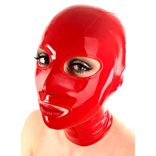 ERNZI Rote Latexmaske Erotische Kopfbedeckung Latex Anzug Kostüm Maske Erwachsene Requisiten Halloween,Rot,S von ERNZI