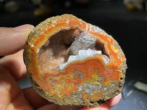 ERNZI Roter Kampfblut-Achat, raues China-Achat-Kristall-Achat-Geode-Exemplar, 220 g, RD6 von ERNZI