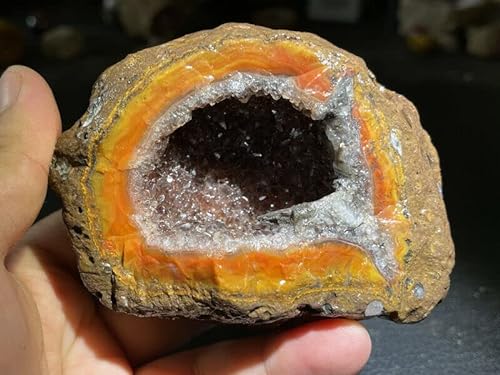 ERNZI Roter Kampfblut-Achat, raues China-Achat-Kristall-Achat-Geode-Exemplar, 464 g, RD1 von ERNZI