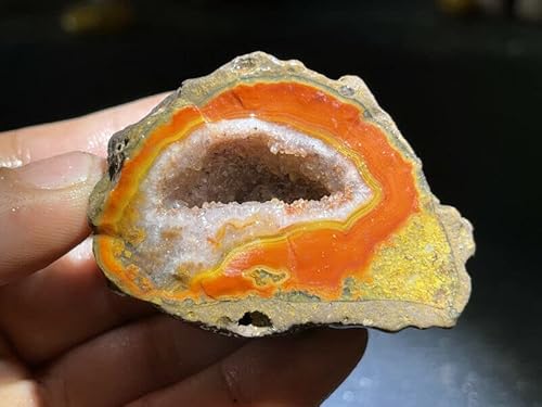 ERNZI Roter Kampfblut-Achat, raues China-Achat-Kristall-Achat-Geode-Exemplar, 89 g, RD22 von ERNZI