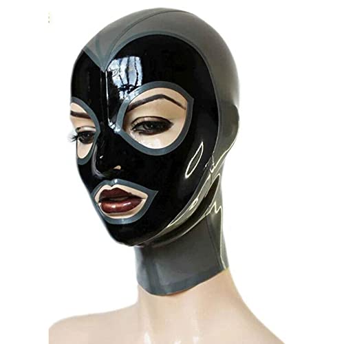 ERNZI Unisex Latex Maske Glänzend Metallisch Offene Augen Und Mund Vollgesicht Kopfbedeckung Maske Haube Für Frauen Männer Paar Cosplay Rollenspiel Kostüm,Schwarz,S von ERNZI