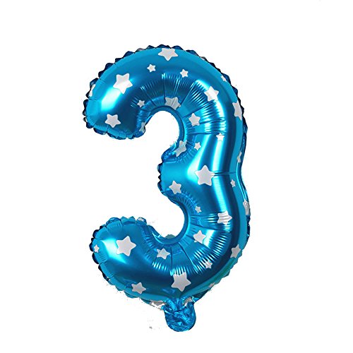 EROSPA® Luftballon Zahl 3 - Geburtstag Hochzeit Ziffern Folie Feier 40 cm - blau (3) von EROSPA