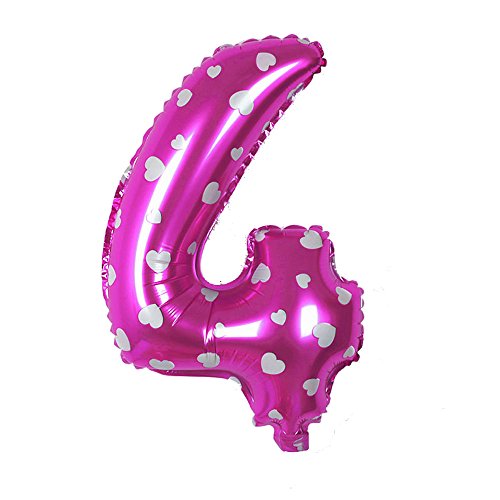 EROSPA® Luftballons Zahlen 0-9 Geburtstag Hochzeit Ziffern Folie Feier 40 cm - pink (4) von EROSPA