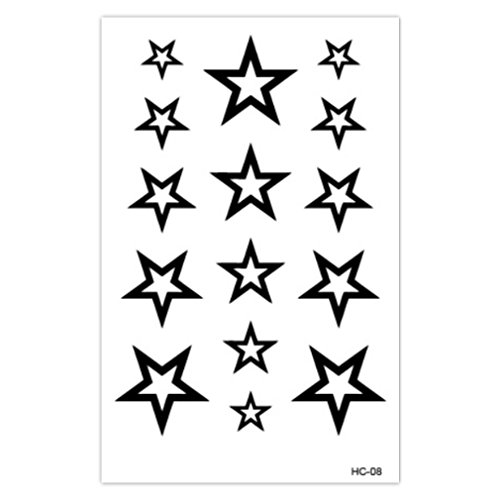 EROSPA® Tattoo-Bogen temporär - Sterne / Stars - Schwarz - 10,5 x 6,5 cm von EROSPA