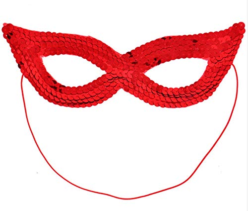 EROSPA® Augen-Maske mit Pailetten - Damen Kinder Jugendliche - Maskenball Fasching Karneval - Rot von EROSPA