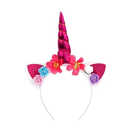 EROSPA® Haarreif Einhorn Unicorn - Mädchen - Karneval Fasching Geburtstag Party - Weiß-Pink von EROSPA