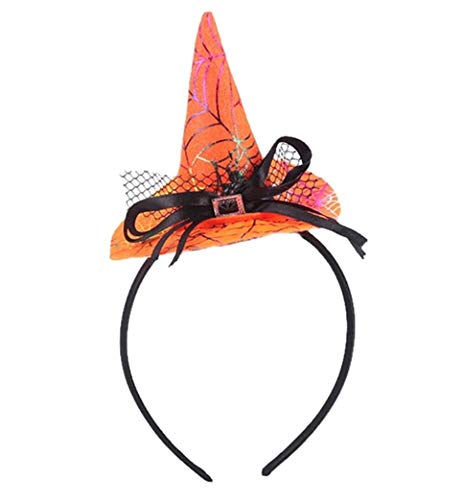 EROSPA® Haarreif - Hexenhut Spinnennetz - Halloween Kostüm Karneval Fasching - Orange/Schwarz von EROSPA