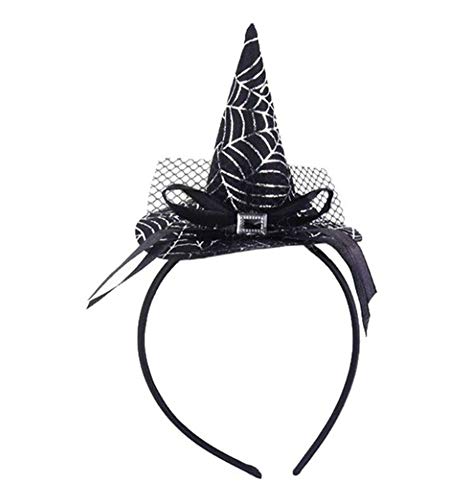 EROSPA® Haarreif - Hexenhut Spinnennetz - Halloween Kostüm Karneval Fasching - Schwarz/Silber von EROSPA