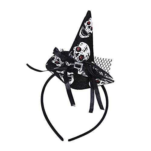 EROSPA® Haarreif - Hexenhut Totenkopf - Halloween Kostüm Karneval Fasching - Schwarz/Weiß von EROSPA