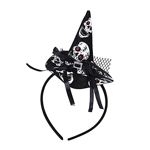 EROSPA® Haarreif - Hexenhut Totenkopf - Halloween Kostüm Karneval Fasching - Schwarz / Weiß von EROSPA