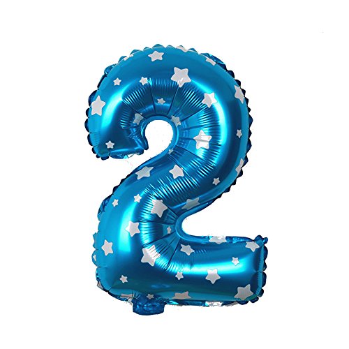 EROSPA® Luftballon Zahl 2 - Geburtstag Ziffern Folie Feier 40 cm - blau (2) von EROSPA