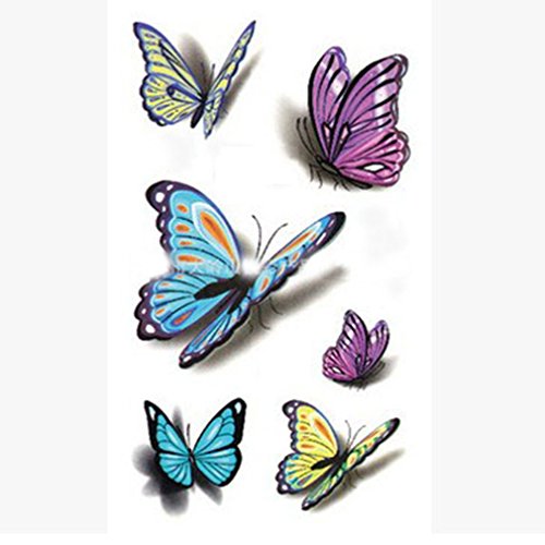 EROSPA® Tattoo-Bogen temporär - 3D Schmetterlinge / Butterfly - 10,5 x 6 cm von EROSPA