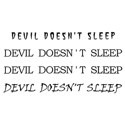 EROSPA® Tattoos-Bogen / Sticker temporär - Devil Doesn't Sleep - Schriftzug / Der Teufel schläft Nicht von EROSPA