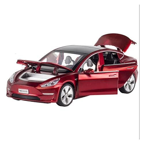 ERREJ 1:32 Für Tesla Model 3 Diecast Alloy Model Car Metal Vehicle Pull Back Für Kinder Gesammelte Geschenke Spielzeug (Color : Red, Packing : with Box) von ERREJ