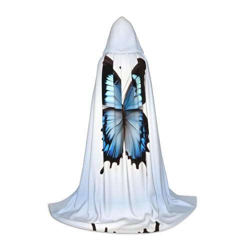 ERSDWRE Blauer Umhang mit Schmetterlings-Aufdruck, Uni, für Erwachsene, Kapuzenumhang, perfekt für Halloween, Rollenspiele, Maskerade-Partys ERSDWRE Blauer Umhang mit Schmetterlings-Aufdruck, Uni, für Erwachsene, Kapuzenumhang, perfekt für Halloween, Rollenspiele, Maskerade-Partys von ERSDWRE
