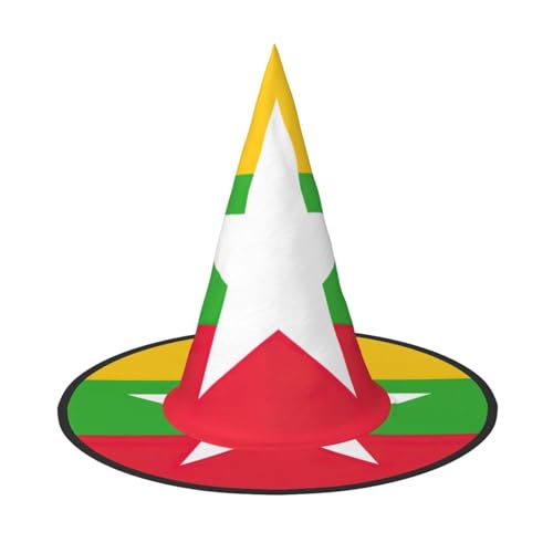 ERSDWRE Flagge von Myanmar, Hexenhut, Zaubererhut, Cosplay, Zubehör für Halloween, Weihnachten, Karneval, Maskerade ERSDWRE Flagge von Myanmar, Hexenhut, Zaubererhut, Cosplay, Zubehör für Halloween, Weihnachten, Karneval, Maskerade von ERSDWRE