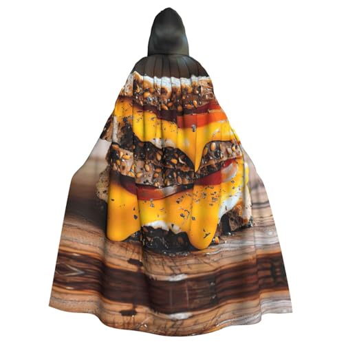 ERSDWRE Halloween-Kapuzenumhang mit Käse-Sandwiches-Aufdruck, für Herren und Damen, Kapuzenumhang für Mittelalter-Umhang, Kostüme, Cosplay von ERSDWRE